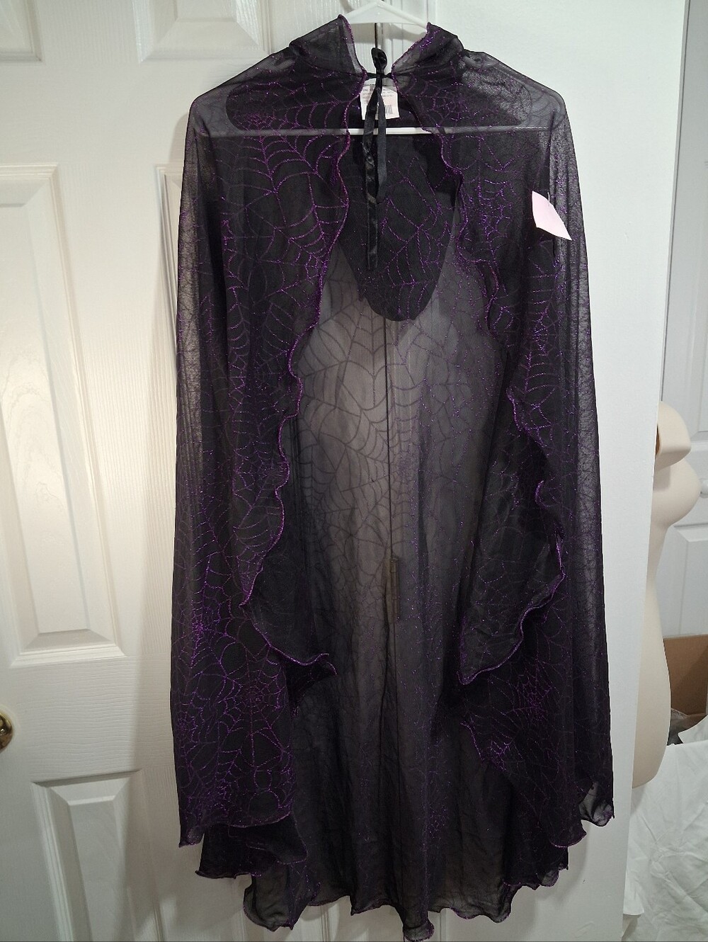 Sheer Black and Purple Spiderweb Cape Halloween